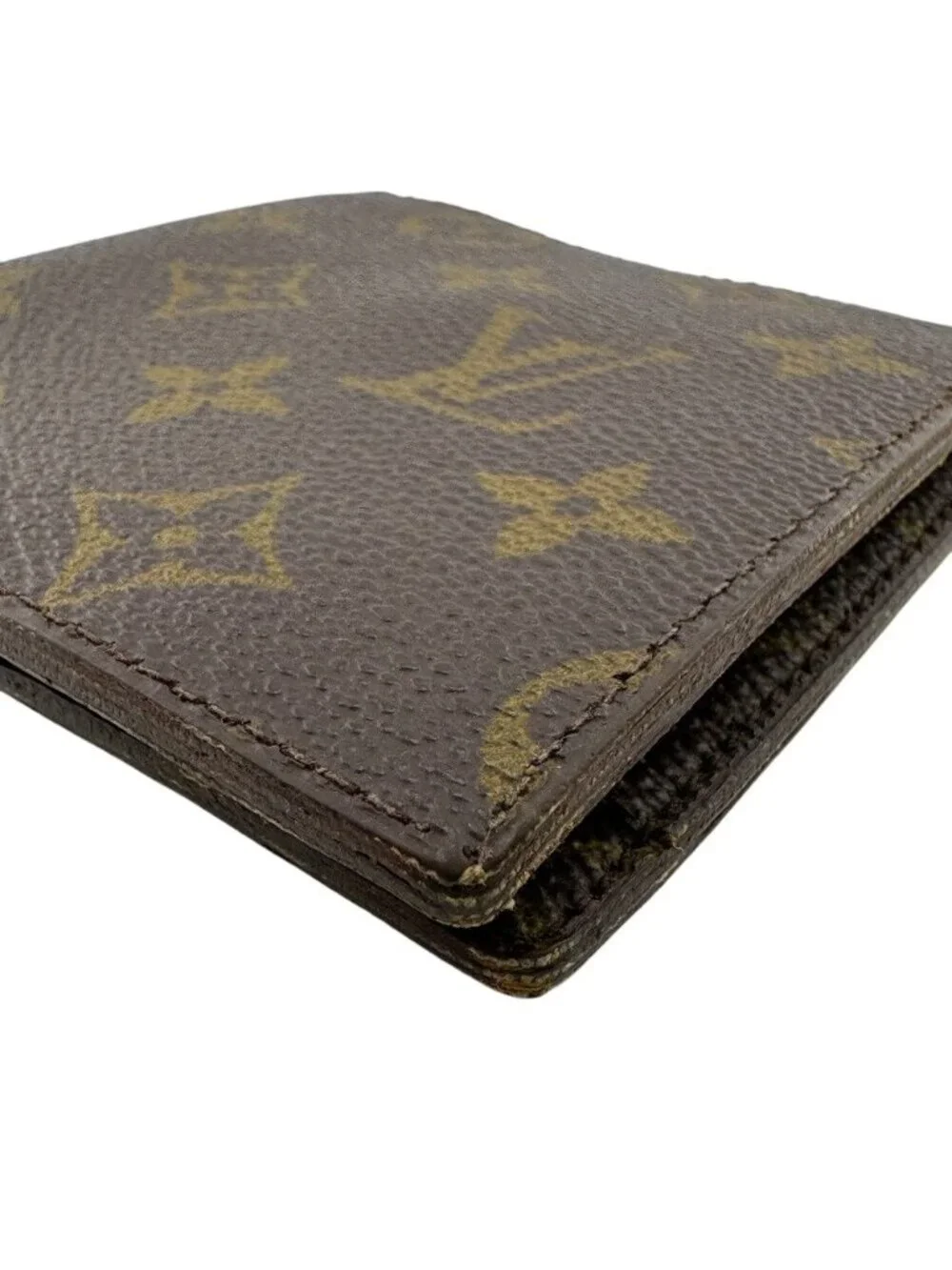 Louis Vuitton Vintage Coin Case Monogram Leather Bifold Wallet Beige